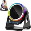 GALAKSIOZ Altoparlante Bluetooth a induzione wireless 5 in 1 con supporto rotondo regolabile per telefono, altoparlante Bluetooth stereo multifunzionale, luce ambientale 8 RGB e lunga durata della
