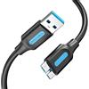 VENTION - Cavo per disco rigido da 1,5 m, USB 3.0 A a micro USB B, compatibile con hard disk esterno, espansione Seagate, Toshiba Canvio, Western Digital (WD), Western Digital My Passport