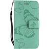 DENDICO Cover per iPhone 5 / iPhone 5s / iPhone SE, Pelle Portafoglio Custodia Custodia a Libro con Funzione di appoggio e Porta Carte di Credito - Verde