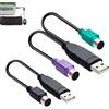 Uliwamowi 2 Pezzi Adattatore PS2/USB, Convertitore PS2 Uno/Doppio Cavo, Convertitore USB a 2 porte PS/2 per Tastiera e Mouse, Compatibile con PC, laptop, Supporta Dispositivi PS/2 Standard Senza Driver