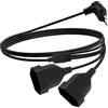 OMIGA Prolunga Piatta 2 en 1 Europea 90 Gradi Cavo Prolunga Spina Piatta 250 V/2.5 A Max Ciabatta Presa 2 m per Elettrodomestici TV PC Monitor Proiettore Casa Ufficio (Nero)