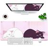 VYEUIAO Tappetino per mouse da gioco rosa con gatto, 800 x 300 mm, XL, tappetino per mouse carino, grande, per computer, per gamer, tappetino per mouse professionale
