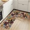 HSGLGNA Tappeto da cucina, set di 2 tappetini da cucina antiscivolo, lavabili, per cucina, corridoio, soggiorno, camera da letto, bagno (Style-c., 43x75+43x150cm)