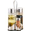 Phefop Set di Ampolle in Vetro per Shaker, Set di Dispenser per Olio e Aceto in Acciaio Inossidabile, Bottiglie di Condimenti in Vetro con Supporto per la di Casa, Ristorante,