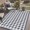 PureCozy Tappeto da Esterno Antipioggia 120x180cm, Impermeabili Eeversibili Lavabili, Antiscivolo, Anti-UV, Tappeto per Terrazze,Giardini,Camper,Picnic,Balcone,Grigio & Bianco