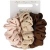 Solida Scrunchie rosa, beige e marrone Elastico per capelli 3 pz.