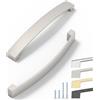 ELEBUILD Confezione da 6 maniglie, 160 mm, in nichel opaco spazzolato, maniglie per armadi, eleganti maniglie da cucina