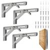 Tesyeux 4Pezzi Staffa Pieghevole 350mm,Mensola per Tavolo da Muro,Staffe Mensole Pesanti,Reggimensola Pieghevoli Inox,Supporti Tavolo a Parete Folding Mensola per Banco di Lavoro Fai da Te,Carico Massimo:80kg