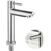 Bravien Rubinetto da bagno in acciaio inox, miscelatore ad acqua fredda, monoforo lavabo, mobile lavabo moderno, design spazzolato, facile installazione rubinetteria durevole per il bagno