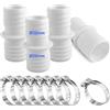 Cuidongsheng 4 PCS Raccordo Tubo Piscina 32 a 32mm,Adattatori Tubi 32mm,Connettori Tubi Piscina,Connettoro per Tubi con 8 Fascette Stringitubo,Adatto a Tubi Flessibili con Diametro di 32 mm