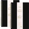 twirush 2 quaderni A5 a righe, nero, 200 pagine, con copertina rigida in PVC, rilegatura a spirale per ufficio, scuola, casa, facile da trasportare, regalo per studenti, professionisti, amici