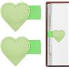 CYUXING 2 segnalibri magnetici in pelle con portapenne | Chiusura magnetica a forma di cuore, graziosa e resistente, per libri, regalo multifunzionale per lettori, studenti e donne (Verde)