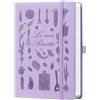 HwxBen Ricettario da Scrivere A5 con Indice - Quaderno Ricette da Compilare, Libro di Cucina, Meal Prep Libro, Quaderno per Ricette con Copertina Rigida- Lavanda