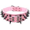 Izefia Collari in Pelle Nero Imbottiti di Lusso con Borchie Appuntite e Appuntite per Cani Taglia Media Grande Larghezza 5 cm Collana Anti Mordere L,Rosa-Nr