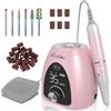Kredioo Fresa per Unghie Professionale 35000RPM, Fresa Unghie Ricaricabile, Lima Elettrica per Manicure e Pedicure, Trapanino, Trapano per Rimozione Gel e Smalto, Kit con Pedana e Punte, Oro Rosa