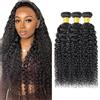 Gsoroel Kinky Curly Parrucche Capelli Veri Bundles Human Hiar Unprocessed Brazilian Virgin Human Hair Extensions 1B Natural Black Bundle With Minimal Shedding For Women 20 22 24 Inch
