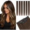 MY-LADY Extension Capelli Veri Clip 6 Pezzi 30cm Extension Capelli Veri per Highlight Natural Lisci Donna #02 Marrone Scuro 33g