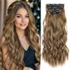 JIAMEISI Extension a clip in capelli 4 pezzi Full Head Long Wavy Hair Extension Fiber Sintic Fiber 22 Inch 200g Clip in Thick Hairpieces for Women/Girls (#12A Chestnut Brown)