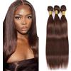 Tuheerst Human Hair Bundles Double Drown Extensions Echthaar #4 Chocolate Brown Straight Hair Extensions Unprocessed Brazilian Virgin Remy Extension 50g/Bundle Total 150g 12 14 16 Inch