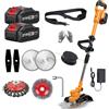 YUIOIBUC Decespugliatore a batteria a 2 batterie, tagliaerba a batteria e spazzola per erbacce, 4 in 1, testa girevole a 90°, per giardino (orange)