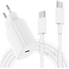 Newbetelas 20W caricatore Rapido e Cavo USB C a C 2m, USBC Caricabatteria con Cavetto 2m per Apple iPhone 17/16e/15 Pro Max/Plus, Per iPad Pro 12.9/11/Air/Mini/10, Alimentatore Tipo C Ricarica Spina Rapida