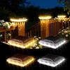 Quntis 4 Pezzi Luce da Pilastro Solare 3 Temperature di Luce, Lampade Solari da Giardino a 16 LED Faretti, Luci Solari Illuminazione per 9-11CM Pilastri Ringhiere Recinzioni Terrazzo Patio
