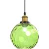 EKSED Lampadario a Sospensione Sferico in Vetro Ondulato - Lampada a Sospensione con Paralume in Ottone per Isola Cucina e Sala da Pranzo (Verde chiaro, 15cm)