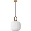 EKSED Lampada a sospensione in vetro bianco con rifinitura in bronzo dorato, moderna lampada a sospensione a sospensione retrò per comodino, tavolo da pranzo, isola della cucina (200 mm)
