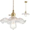 EKSED Lampada a sospensione in vetro verde Presa in ottone dorato con interruttore Lampada a sospensione Plafoniera per isola cucina (Cancella)
