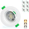 Aulaiyi Faretti LED da Incasso per Cartongesso Orientabili 230V, 5W 500LM Faretto Incasso Regolabile 3CCT, IP44 Faretti LED Soffitto Ultrasottili per Bagno, Foro Ø68-80mm, Set di 6 Bianco