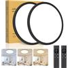 Swoieltr 2 lampade da soffitto a LED ultra sottili con telecomando, dimmerabili (3000 K-6500 K), 24 W, 2800 lm, IP44, diametro 30 cm (2,4 cm), lampada da cucina, soggiorno, camera da letto, bagno