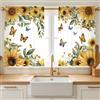 PRESSINART Tende da Cucina A Pannelli Girasole 2 Pollici Tendaggi da Cucina con Stampa Floreale Giallo Farfalla Corti e Piccoli con Tasche A Asta per Finestre caffè Country Ideali per Decorare La Fi