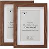 Framelane Set di 2 cornici con profondità in rovere scuro FSC con vetro acrilico antigraffio e infrangibile, cornice 13 x 18 con passepartout - montaggio a parete o tavolo elegante