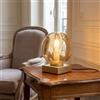 Licht-Erlebnisse Lampada da tavolo moderna oro ambra metallo vetro sfera antiriflesso interruttore cavo soggiorno ufficio H:17,5 cm E14 lampada da notte camera con interruttore