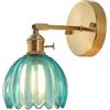 EKSED Applique da Parete Vintage in Vetro con Attacco E27 e Interruttore Rotante, Lampada da Parete Decorativa con Paralume a Petalo per Camera da Letto, Corridoio o Soggiorno (blu, 1 pezzo)