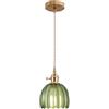 EKSED Lampada a Sospensione Vintage in Vetro con Attacco E27 e Interruttore Rotante, Paralume a Forma di Petalo per Cucina, Sala da Pranzo o Camera da Letto (verde, 1 pezzo)