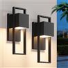 Aipsun LED applique da esterno 16W, 2 pezzi lampada da esterno 3000K bianco caldo IP65 impermeabile | applique in Acciaio Inossidabile per interni/esterni, balcone, giardino, |Nero