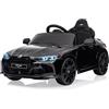 GarveeHome Auto Elettrica Bambino Auto 12V, Telecomando 2.4G, Illuminazione a LED, Musica, Cintura di Sicurezza, Porte Doppie, Porta USB - 3-8 anni, Nero