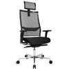 Topstar BG19TWW500X - Sedia da ufficio New Alu Art con poggiatesta in rete, rivestimento nero