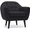 Menzzo Contemporain Fidelio Poltrona scandinava in legno/tessuto, dimensioni: 85 x 83 x 86 cm, Legno, nero, L83 x P85 x H86 cm