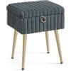 SONGMICS Sgabello da Trucco, Pouf Contenitore, Poggiapiedi, Gambe in Metallo, Imbottito, Piedini Regolabili, Soggiorno Camera da letto Cabina Armadio, Grigio Ardesia LOM505GZ02