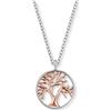 Engelsrufer - Collana da donna in argento con ciondolo a forma di albero della vita in oro rosa, bicolore con ciondolo a forma di albero della vita, delicata collana da donna in argento sterling 925