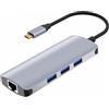 Ibox Hub Usb Ibox 3porte Usb-A/Usb-C/connettore LAN da 1Gbps HDMI 4K Grigio [NUIBXUS4P3RJ4K0]
