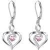 Twoowl Orecchini pendenti con pietra portafortuna in argento Sterling 925 a forma di cuore infinito, gioielli con pietra portafortuna, regali di compleanno per donne, ragazze, mamma, 20*15.3mm/0.78