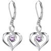 Twoowl Orecchini pendenti con pietra portafortuna in argento Sterling 925 a forma di cuore infinito, gioielli con pietra portafortuna, regali di compleanno per donne, ragazze, mamma, 20*15.3mm/0.78