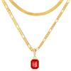 Mesovor Collane con Cristalli a Strati in Oro 18 Carati, Collana Girocollo con Catena a Serpente per Regali di Gioielli per Ragazze da Donna (rosso)