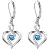 Twoowl Orecchini pendenti con pietra portafortuna in argento Sterling 925 a forma di cuore infinito, gioielli con pietra portafortuna, regali di compleanno per donne, ragazze, mamma, 20*15.3mm/0.78