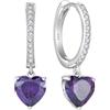 Starchenie Orecchini Donna Sterlina Argento 925 Ametista Cuore Zirconia Pendenti Cerchio Orecchini Gioielli Regali