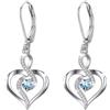 Twoowl Orecchini pendenti con pietra portafortuna in argento Sterling 925 a forma di cuore infinito, gioielli con pietra portafortuna, regali di compleanno per donne, ragazze, mamma, 20*15.3mm/0.78