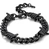 Bandmax Bracciale Uomo a Catena Cubana di Spine in Acciaio Inossidabile, Braccialetto Nero HipHop Punk Rock, Larghezza 9MM Grosso Catenine Accessori